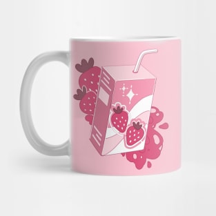 The cute pink strawberry milk in carton with some berries Mug